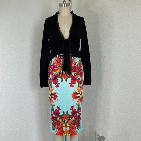 Prada Knit Wool Blend Rucjed V Neck Sheer Trim Self Tie Plunge Sweater - Picture 2 of 10